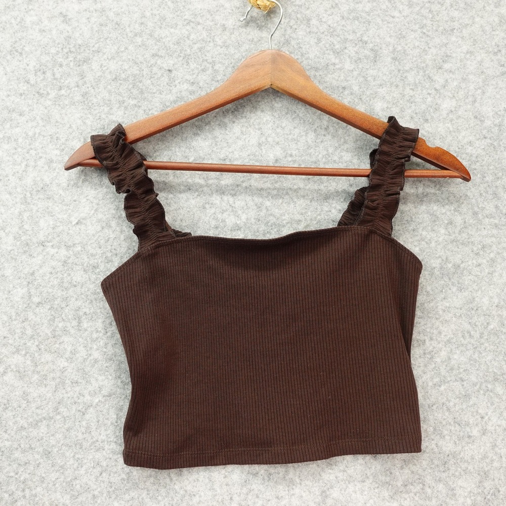 Y2K Coquette Crop Tank Top ARITZIA Womens SMALL Chocolate Earthy SUNDAY BEST